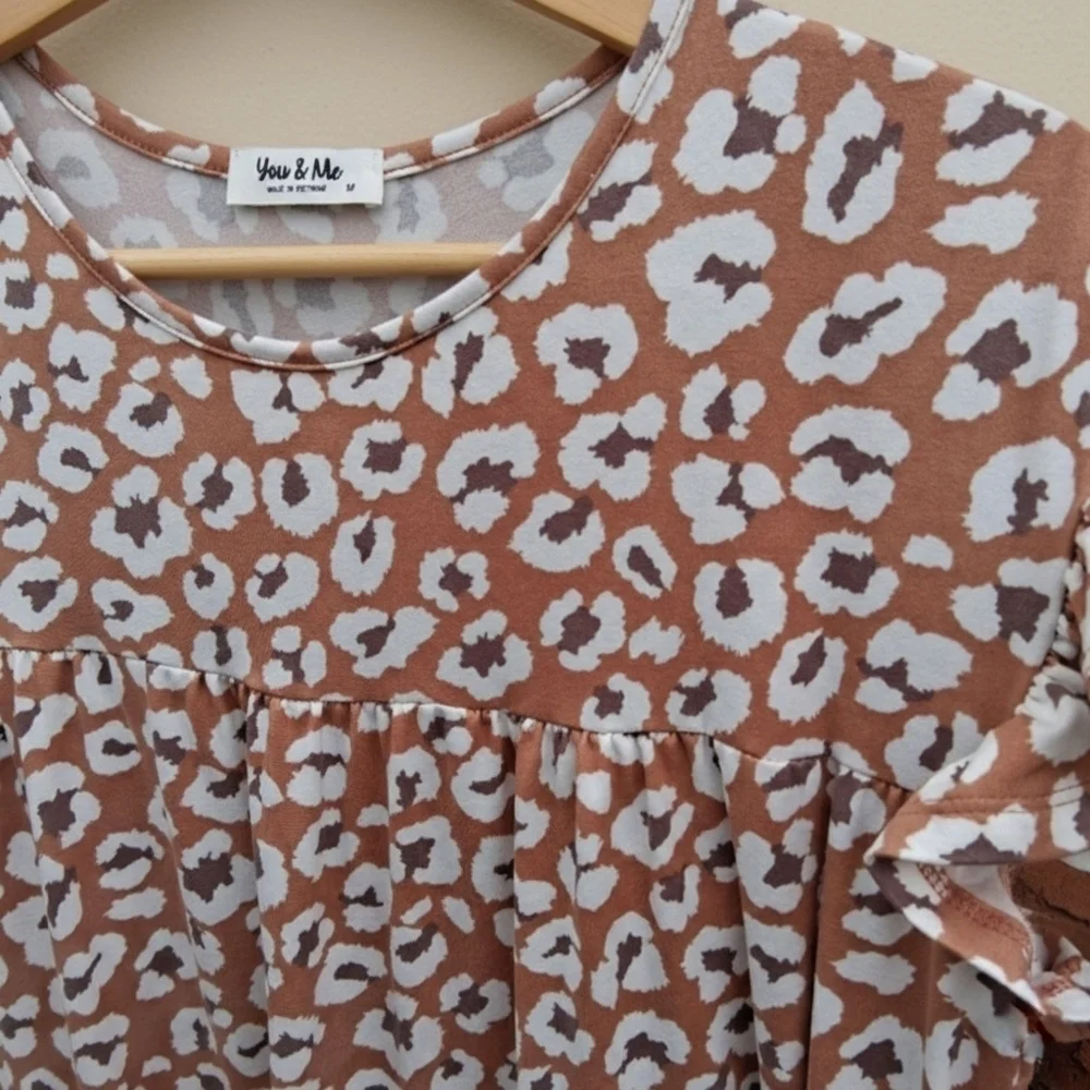 You & Me Leopard Tiered Baby Doll Dress | Size M | Pockets - Picture 7 of 7